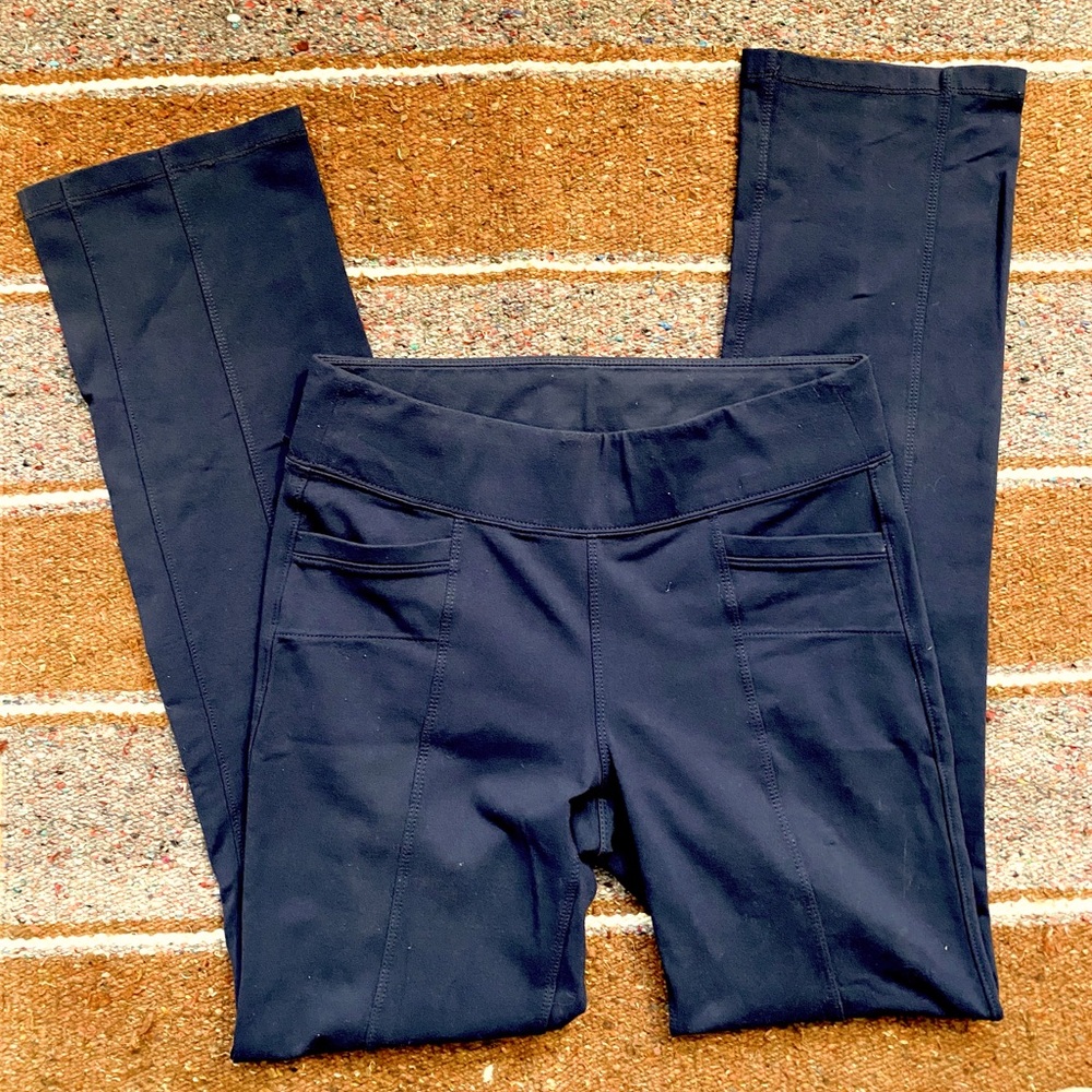Athleta size small navy stretch pants with pockets EUC